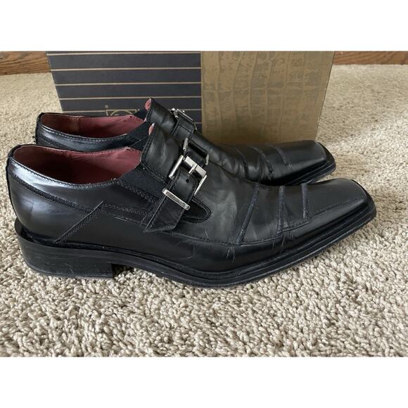 Jo Ghost Italian Men\'s Black Leather Dressy Shoes wi Buckle Sz 41 1/2 US 8.5 main image 14